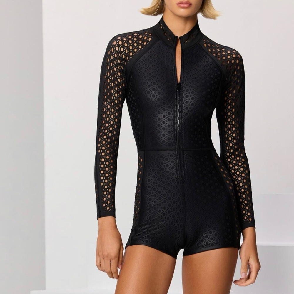 New Gigi C Nicole One-Piece Surf Suit/ Romper in black S